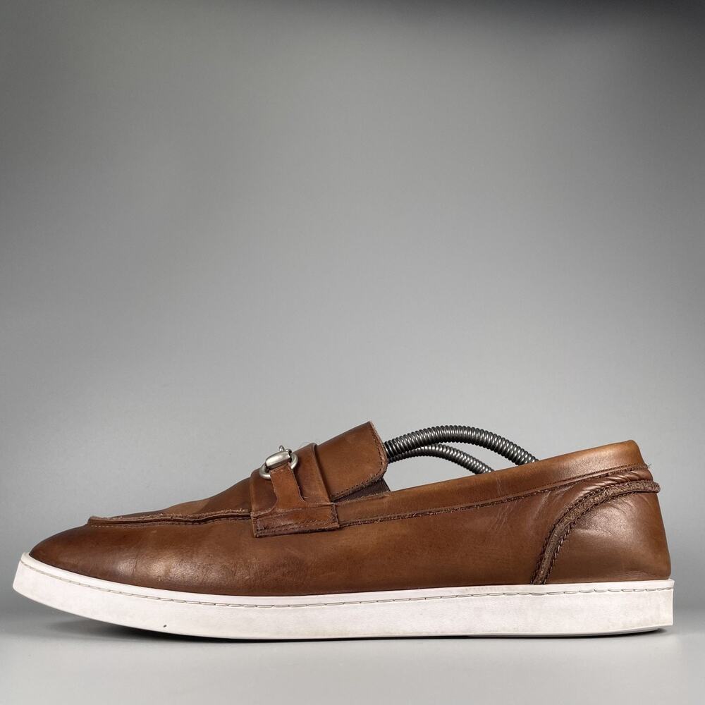 Allen Edmonds Randolph Men's 12 D Brown Leather Horse Bit Slip-on Sneakers GUC